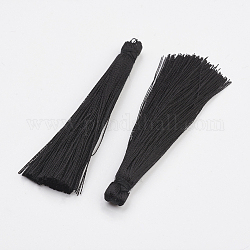 Ciondoli grandi nappa nylon, nero, 65x5~6mm