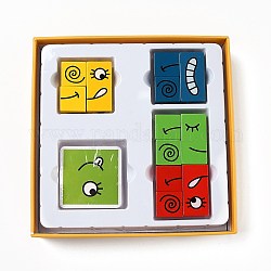 Деревянные выражения соответствующие блоки головоломки строительный кубик игрушка, создание карточек с вызовами в эмоциональной игре, для интеллектуального тренинга детского логического мышления, разноцветные, коробка: 20x20x3.8 см