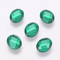 Taiwan Acrylic Rhinestone Cabochons, Back Plated, Flat Back and Faceted, Oval, Sea Green, 18x13mm