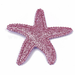 Patchs PU scintillants, avec dos en tissu non tissé et éponge à l'intérieur, étoile de mer / étoiles de mer, violette, 51x60x3mm