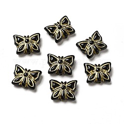 Uv placcato perline di acrilico, metallo dorato allacciati, farfalla, nero, 11x14.5x5mm, Foro: 1.8 mm, circa 740pcs/500g