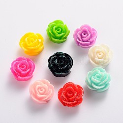 Resin Cabochons, Silver Powder, Hair Ornament & Costume Accessory, Flower, Mixed color, 13x8mm