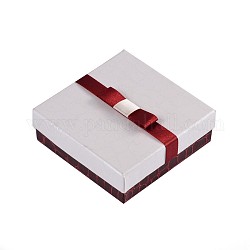 Set di gioielli rettangolari scatole di cartone, con spugna e nastro, bianco, 9x9x3cm