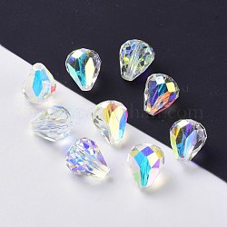 Imitation Austrian Crystal Beads, Grade AAA, Faceted, Drop, Clear AB, 8x10mm, Hole: 0.9~1mm