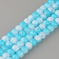 Crackle sintetico perle di quarzo fili, stile a due toni, tondo, tinto, cielo blu, 12mm, Foro: 1 mm, circa 32pcs/filo, 15.7 pollice