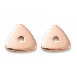 Revestimiento iónico (ip) 304 perlas de acero inoxidable, triángulo, oro rosa, 6x6x1mm, agujero: 1 mm