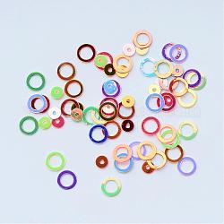 Perles de paillette d'accessoire en plastique pour disque, perles de paillettes, donut, couleur mixte, 6x0.2mm, Trou: 4mm, environ 30000 pcs/500 g