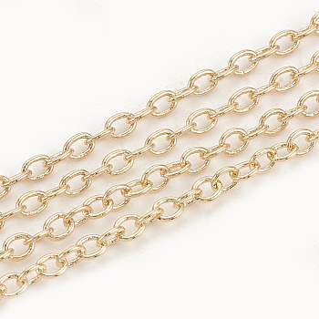 Brass Cable Chains, Soldered, Oval, Real 18K Gold Plated, 2.5x2.1x0.4mm
