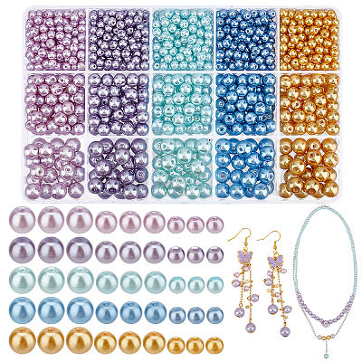 750Pcs 4mm Glass Beads Round Crystal Loose Beads Jewelry Making Supplies  for DIY Necklaces Bracelets Earrings Crafts (Mixed Color)