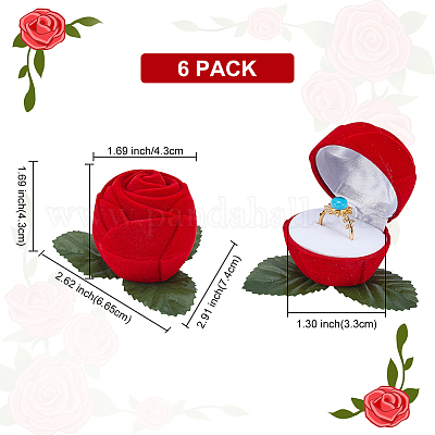 Beflockte Rosenfingerringboxen aus Kunststoff&nbsp;CON-DR0001-01-1