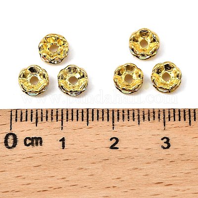 Messing Strass Zwischen perlen&nbsp;RB-A014-L6mm-28G-1