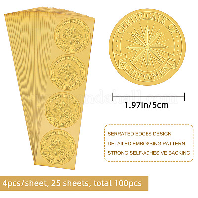 CRASPIRE 100pcs Embossed Gold Foil ACCOMPLISHMENT AWESOME Seals Self  Adhesive Stickers