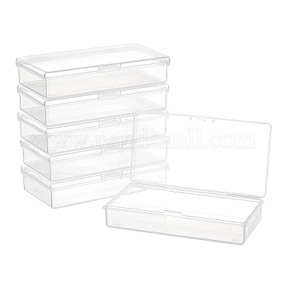 BENECREAT 6Pcs Clear Plastic Box Container 12.5x5.5x2.5cm Rectangle Storage  Organizer with Hinged Lid for Beads, Small Items and Other Craft Projects