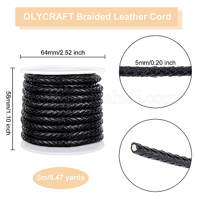 5M Genuine Round Leather Cord Rope String for DIY Crafts Necklace Bracelets