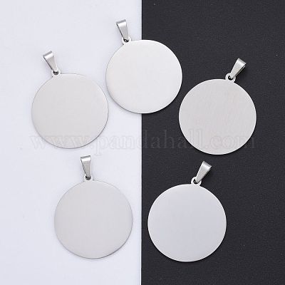 10pcs Stainless Steel Dog Tag Charms Round Stamping Blanks Pendant