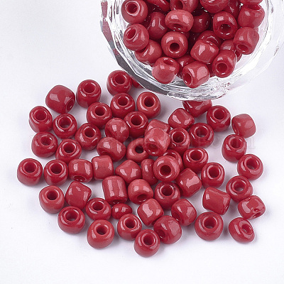 6mm Glass seed beads, 6mm glass beads, Seed Beads Bulk - Red in