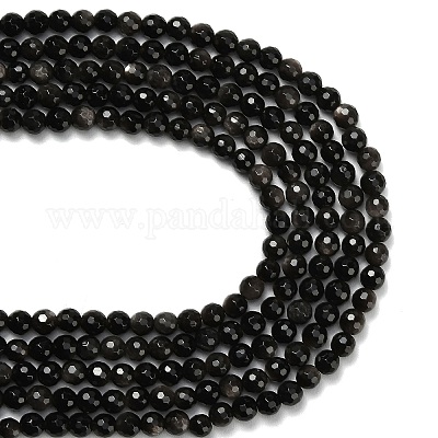 Natürliche silberne Obsidianperlenstränge&nbsp;G-C280-B08-6mm-1