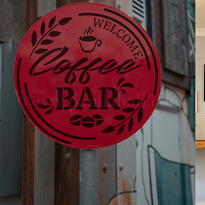 Wholesale FINGERINSPIRE Coffee Bar Stencil 30x30cm Reusable Coffee