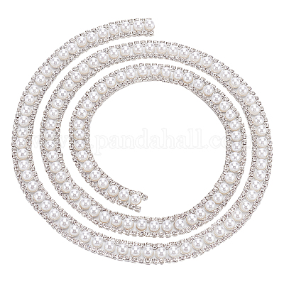 4 mm Gold Rhinestone Applique for Sewing and DIY Crafts, Crystal Chain Trim  with 3 Rows (3 Yards)