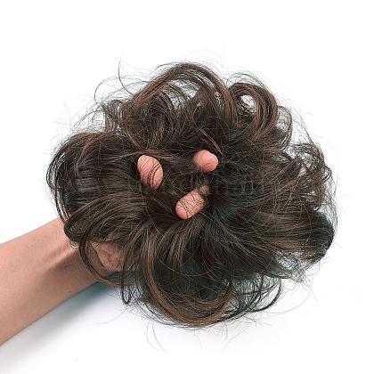 人工毛髪の延長 女性のお団子のためのヘアピース ヘアドーナツアップポニーテール 耐熱高温繊維 ダークブラウン 15cmの通販 Jp Pandahall Com