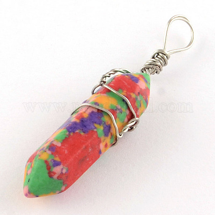 Synthetic Dyed Malachite Stone Double Terminated Pointed Pendants G-R278-53-1
