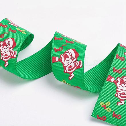Christmas Santa Claus Printed Polyester Grosgrain Ribbons SRIB-XCP0001-03-1