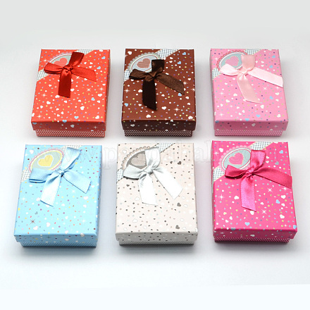 Rectangle avec des boîtes de bijoux coeur en carton CBOX-Q034-18-1