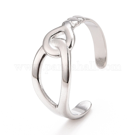 304 anneau de manchette ouvert en forme de noeud interlock en acier inoxydable pour femme RJEW-C025-13P-1