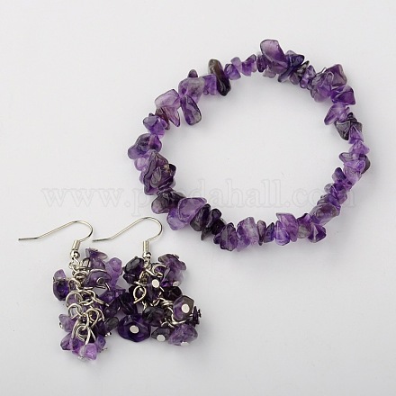 Gemstone Jewelry Sets: Earrings & Bracelets SJEW-JS00707-03-1
