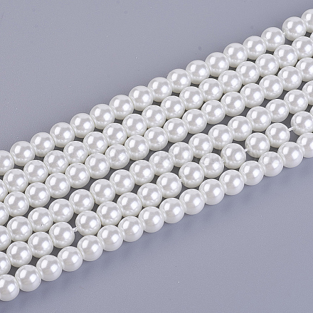 Fili di perle rotonde di perle di vetro tinto ecologico HY-A008-6mm-RB001-1