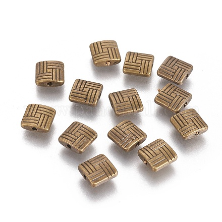 Tibetan Style Alloy Square Carved Stripes Beads TIBEB-5602-AB-FF-1