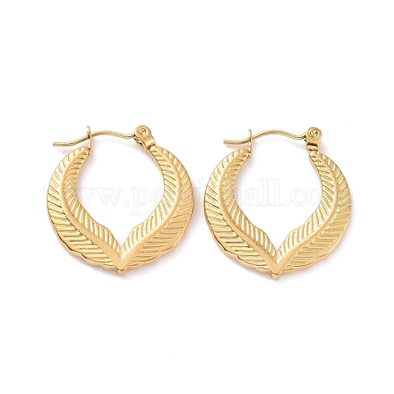 Ion Plating(IP) 304 Stainless Steel Double Leaf Wrap Hoop Earrings for Women X-EJEW-G293-23G-1