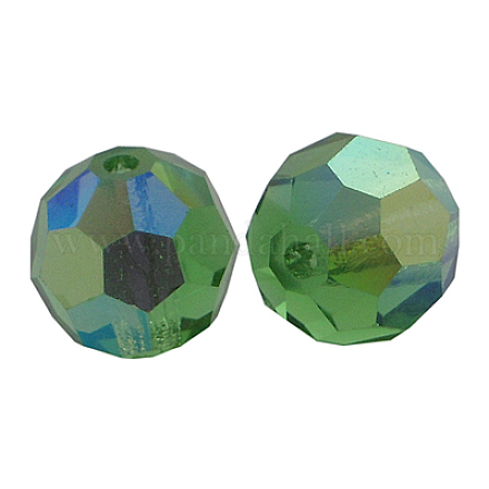 チェコガラスビーズ  多面カット  ラウンド  春の緑  直径約8mm  穴：1mm  144個/袋 602-8MM-214AB-1