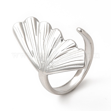 304 anello a polsino aperto da donna a forma di conchiglia in acciaio inossidabile RJEW-E063-12P-1
