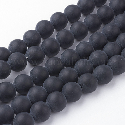 Agata nera naturale fili di perle G-G735-60F-12mm-A-1