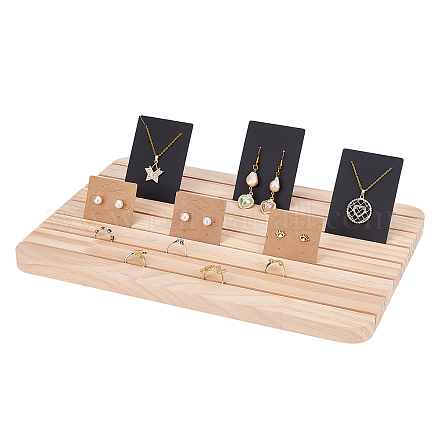PandaHall Jewellery Display Stand Earring Necklace Display Holder 13x9 Inch / 3x23cm Wood Business Card Holder Jewellery Organizer Table Displays for Selling Earring Showing Jewellery Displaying EDIS-WH0032-08-1
