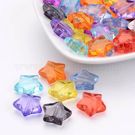 Transparent Mixed Color Acrylic Star Beads X-PL644Y-1