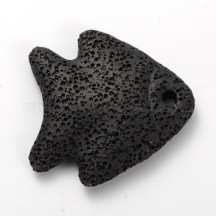 Synthetic Lava Rock Big Fish Pendants G-O025-07A-1