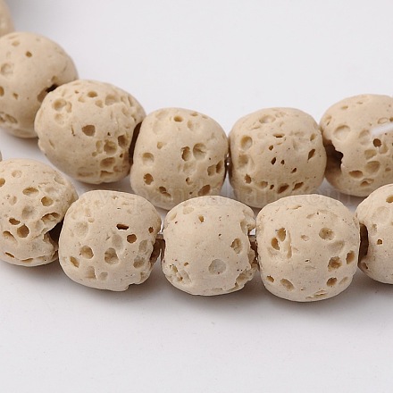 Brins de perles rondes teintes en pierre de lave synthétique G-N0105-17-1