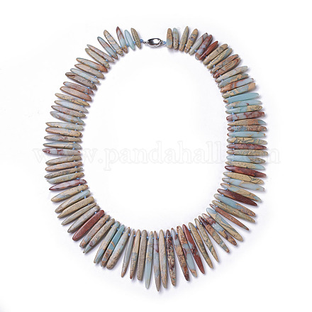 Colliers de perles graduées en jasper aqua naturel BJEW-L171-01A-1