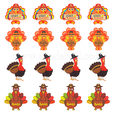 Sunnyclue 16 pièces 4 styles pendentifs acryliques opaques pour le jour de Thanksgiving SACR-SC0001-18-1