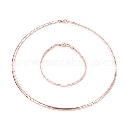 Placage ionique (ip) 304 ensembles de colliers et bracelets en chaîne en acier inoxydable SJEW-E334-01C-RG-1