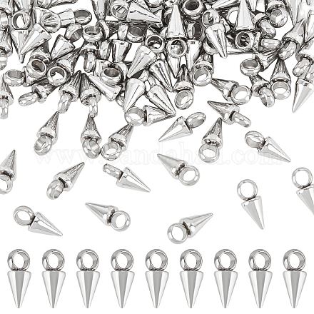 DICOSMETIC 100Pcs Cone Spike Charm Tibetan Style Charm Large Hole Cone Charm Long Bullet Spike Charm Cone Shape Stainless Steel Charm for DIY Necklace Bracelet Jewelry Making and Craft STAS-DC0010-47-1