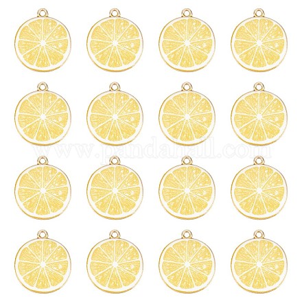 Sunnyclue 1 boîte de 40 breloques fruits jaune citron en émail plaqué or clair tranche de citron breloques rondes miniatures réalistes pour la fabrication de bijoux collier à faire soi-même boucles d'oreilles fournitures ENAM-SC0003-62-1