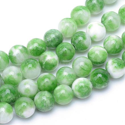 Chapelets de perle en pierre de jade blanc teinté naturel G-R271-6mm-XP01-1