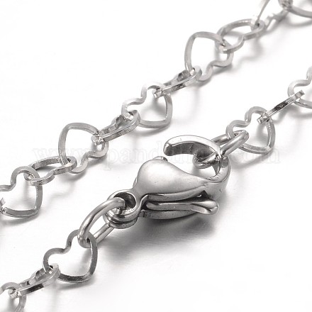 Corazón 304 de acero inoxidable enlace pulseras X-BJEW-JB01929-1