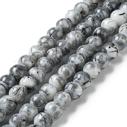 Chapelets de perles en verre peint brossé & cuisant GLAA-S176-01-1