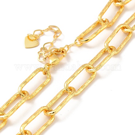 Rack Plating Brass Paperclip Chains Necklace with Tiny Heart Charm for Men Women NJEW-B082-02-1