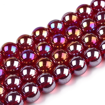 Chapelets de perles en verre transparent électrolytique GLAA-T032-T10mm-AB20-1