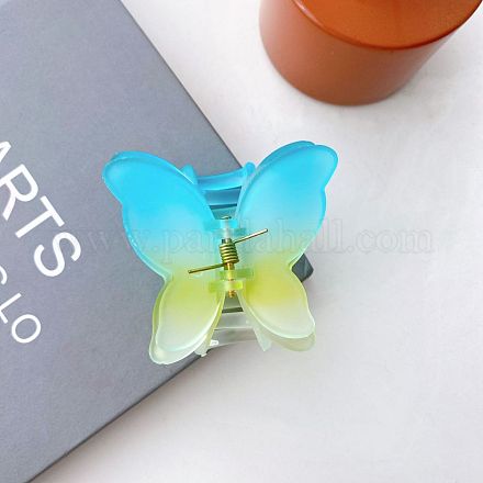 Frosted Transparent Resin Butterfly Hair Claw Clip OHAR-PW0003-009D-1
